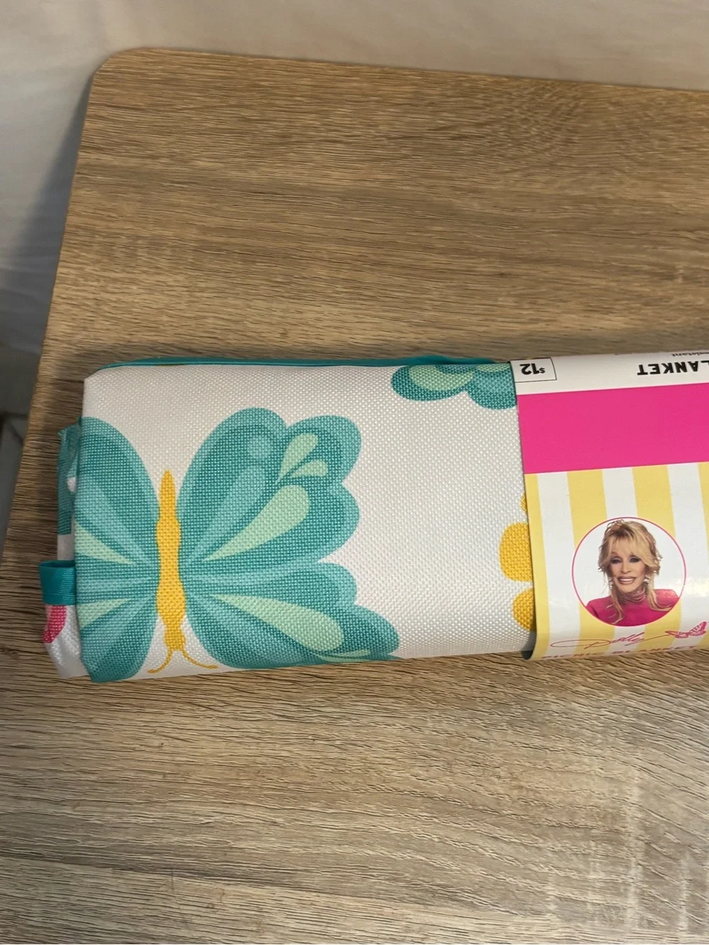 Dolly Parton Butterfly Picnic Blanket - Pink & Teal